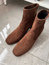 他她（TATA）彈力靴2025冬季新款女靴百搭時(shí)裝靴粗跟短筒襪靴JYC01DD5 啡色 38 曬單實(shí)拍圖