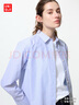 優(yōu)衣庫女裝全棉襯衫/長(cháng)袖襯衣薄外套通勤長(cháng)絨棉新款479078 62 粉藍色 L 曬單實(shí)拍圖