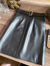 布力潘真皮裙子半身裙秋冬款高級感皮裙女中長(cháng)款海寧新款時(shí)尚百搭高腰顯 酒紅色 S 建議80-90斤 曬單實(shí)拍圖
