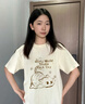 一寸相思純棉杏色短袖t恤女2025新款爆款夏季時(shí)尚貓咪卡通印花上衣體恤潮 杏色-小貓與字母 XL (110-125斤） 曬單實(shí)拍圖