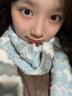 麓格立圍巾女雙面貓咪軟糯冬季韓版百搭感保暖流蘇大披肩純色圍脖韓系潮 藍白小狗圍巾 曬單實(shí)拍圖