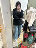 FILA斐樂(lè )官方女裝外套秋季上衣多彩潮流加絨保暖開(kāi)衫連帽小熊外套 正黑色-F51W138599FBK(加絨) 170/88A/L 曬單實(shí)拍圖