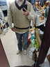 馬登工裝 復古lvy針織V領(lǐng)毛衣背心男秋季學(xué)院風(fēng)撞色立體絞花無(wú)袖馬甲 卡其 XL 曬單實(shí)拍圖