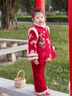 G.DUCKKIDS小黃鴨漢服女童套裝冬季新年兒童唐裝寶寶過(guò)年衣服女孩冬裝拜年服 紅色 90 建議1~2歲【 80-90cm】cm 曬單實(shí)拍圖