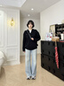 NICEBAD(原WORKSOUT)V翻領(lǐng)套頭毛衣寬松休閑簡(jiǎn)約cleanfit春秋男女 黑色 M 曬單實(shí)拍圖