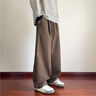 MMOPTOP日系工裝彎刀褲春秋男復古抗皺直筒寬松闊腿休閑褲M(mǎn)XXK103咖色L 曬單實(shí)拍圖
