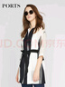PORTS寶姿 秋冬新品女裝中袖撞色拼接中長(cháng)款風(fēng)衣LA8T020FFD021 黑 白 XS (2) 曬單實(shí)拍圖