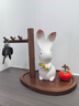 東方泥土可愛(ài)陶瓷兔子桌面裝飾擺件兔年吉祥物十二生肖兔生日禮品 H04-05A  玉兔.白色 曬單實(shí)拍圖