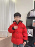 G.DUCKKIDS男童羽絨服冬季2025新年衣服兒童拜年服寶寶冬裝加厚過(guò)年紅色外套 紅色 黑帽羽絨服 120 (L) - 曬單實(shí)拍圖