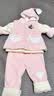 女寶寶秋冬夾棉套裝0-1-2歲嬰幼兒馬甲春秋外出服洋氣棉襖三件套 粉紅色 常規 草莓夾棉三件套 80 （建議1歲－1歲半） 曬單實拍圖