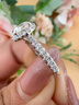 鉆之嘉人工培育鉆石PT950鉑金鉆戒1克拉圓形圍鑲結婚戒指送女友求婚禮物 PT950鉑金50分【D色/VS1/3EX/NGTC國檢證書(shū)】 12圈號 曬單實(shí)拍圖