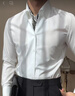 LOMBT免燙長(cháng)袖襯衫秋季男士百搭時(shí)尚修身上衣商務(wù)休閑襯衣LW18白色42 曬單實(shí)拍圖