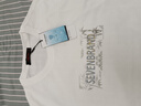 柒牌【3A抗菌】長(cháng)袖T恤男春季新款時(shí)尚休閑字母印花圓領(lǐng)上衣 大白 L (175/92A) 曬單實(shí)拍圖