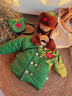 迪士尼（Disney）軍大衣兒童套裝加絨軍綠色嬰兒棉衣加厚寶寶棉服東北小孩冬季衣服 軍大衣_分體款送帽子包包 73 cm 建議15-18斤 曬單實(shí)拍圖