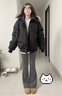 尾郎的店冬季毛領(lǐng)派克服男款潮高級感美式復古工裝棉服bf外套情侶 黑色 S 曬單實(shí)拍圖