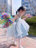 G.DUCKKIDS小黃鴨童裝愛(ài)莎公主裙女童裙子夏季冰雪奇緣艾莎禮服主持人演出服 艾莎公主裙單裙子 110 尺碼4~5歲【100-110cm】cm 曬單實(shí)拍圖
