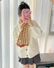 桑咻焦糖餅干華夫格子黃色圍巾女款2025新款韓系氛圍感圍脖保暖百搭 焦糖餅干 曬單實(shí)拍圖