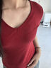 九寸陽(yáng)光純色V領(lǐng)正肩短袖t恤女2025新款簡(jiǎn)約寬松百搭顯瘦上衣打底 紅色V領(lǐng)短袖 M 曬單實(shí)拍圖