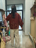 俞兆林（YUZHAOLIN）中老年女裝春秋款針織衫長(cháng)袖外套上衣媽媽裝50歲洋氣高貴兩件套 橘色+黑色長(cháng)褲 3XL 建議120-135斤 曬單實(shí)拍圖