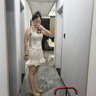 UR2025夏季新款女裝法式波點(diǎn)修身系帶荷葉邊連衣裙UWG750165 曬單實(shí)拍圖