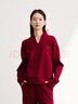 EP雅瑩空氣層親膚新復古回潮半高polo領(lǐng)寬松長(cháng)袖衛衣 商場(chǎng)同款5201A 酒紅色-上衣 M 曬單實(shí)拍圖