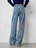 初語(yǔ)斜分割設計牛仔褲女2025夏季新款寬松顯瘦闊腿褲長(cháng)褲 復古淺藍 26 曬單實(shí)拍圖