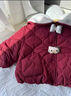 G.duck小黃鴨女童冬季加絨加厚棉襖寶寶甜美可愛(ài)超萌外套嬰幼兒小童棉衣 大翻領(lǐng)貓咪款棉衣【紅色】 110 cm 曬單實(shí)拍圖