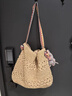 貞嘻草編女包高級感編織包女款2025年沙灘包海邊出游度假大容量包包 沙灘草編單肩包【米色】 曬單實(shí)拍圖