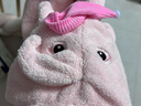 babycare嬰兒浴巾暖絨洗澡巾光暖黑科技baby絨帶帽斗篷-小粉象105*105cm 曬單實(shí)拍圖
