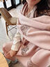 織錦樓刺繡羊毛圍巾女冬季新款媽媽生日禮物送長(cháng)輩保暖披肩禮盒 蘭亭玫瑰-粉咖 曬單實(shí)拍圖