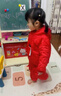 皮爾卡丹兒童冬季棉服套裝女童加絨加厚洋氣兩件套女寶寶冬裝保暖新年棉衣 紅色 120 cm 曬單實(shí)拍圖