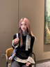 矜持范毛衣女慵懶風(fēng)假兩件格子拼接t恤女秋冬新款設計感小眾針織衫女 黑色 M 建議95-105斤 曬單實(shí)拍圖