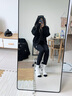 NAIER襪子女春秋款薄款女士中筒襪卡通女襪吸濕透氣青少年女生棉襪 【五雙裝】黑白小狗 均碼 曬單實(shí)拍圖