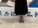 西兒 5CM尖頭高跟鞋女細跟氣質(zhì)通勤黑色單鞋職業(yè)水鉆方扣絨面 黑色 5厘米 36 曬單實(shí)拍圖