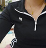 FILA FUSION斐樂(lè )潮牌女子針織長(cháng)袖衫2025秋新款時(shí)尚修身半拉鏈長(cháng)T 正黑色-BK M 165/84A/M 曬單實(shí)拍圖