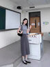 羅蒙半身裙女2024秋冬新款植絨波點(diǎn)后開(kāi)叉高腰顯瘦直筒裙子中長(cháng)款一步 灰色裙長(cháng)70cm] S 曬單實(shí)拍圖
