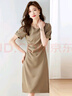 皮爾卡丹（pierre cardin）杭州真絲桑蠶絲連衣裙夏季2025新款端莊休閑顯瘦緞面大牌a字裙 主圖色 2XL 曬單實(shí)拍圖