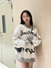 VEOX毛衣女針織衫女2025新款復古中長(cháng)款字母套頭學(xué)生冬季寬松顯瘦加厚 灰色 M 曬單實(shí)拍圖