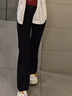 MJ STYLE美式休閑褲女夏季新款微喇褲寬松高腰顯瘦百搭闊腿褲 黑色 M 曬單實(shí)拍圖