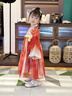 萌乎古月家. 莜兔  漢服女童春秋款高端仙氣古風(fēng)連衣裙女孩中秋表演服 紅色 120 曬單實(shí)拍圖