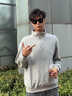 真維斯（Jeanswest）330g重磅半拉鏈衛衣男美式休閑春秋款百搭男女同款上衣大碼套頭衫 白花灰(純色) XL (180) (不起球不掉色) 曬單實(shí)拍圖