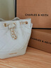 CHARLES&KEITH絎縫菱格鏈條水桶包雙肩包包女包女友生日禮物CK2-10701506 Beige米色 M 曬單實(shí)拍圖
