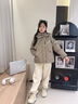 G.duck小黃鴨女童飄帶羽絨服冬季短款中大童洋氣加厚連帽寬松抽繩面包服 灰色 170 cm 曬單實(shí)拍圖