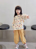 鄰家米其（LINJIAMIQI）女小童套裝秋裝蝴蝶結2025新款秋季寶寶兒童裝女孩春秋小孩衣服 XT2003-黃色 110 碼/身高100-110cm（3-4歲） 曬單實(shí)拍圖