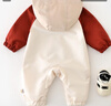 G.DUCKKIDS小黃鴨童裝嬰兒連體衣春秋季新款嬰幼兒衣服男女寶寶外出服沖鋒衣 米紅拼色 90cm 90尺碼建議1~2歲 曬單實(shí)拍圖