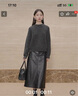 自巧小個(gè)子黑色pu皮裙半身裙女2024新款秋冬氣質(zhì)高腰中長(cháng)直筒裙 謐黑色 XS （2碼） 曬單實(shí)拍圖