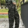 Homlean迷彩工裝牛仔褲男秋寬松美式潮牌直筒休閑長(cháng)褲子HS42迷彩黑2XL 曬單實(shí)拍圖