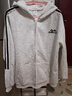 國潮牌美式hiphop三條杠連帽開(kāi)衫衛衣女秋冬季小眾慵懶風(fēng)情侶外套 白灰色薄款（優(yōu)質(zhì)版） M 曬單實(shí)拍圖