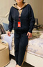 皮爾卡丹（pierre cardin）減齡衛衣運動(dòng)套裝女士運動(dòng)服時(shí)尚毛衣兩件套休閑春秋寬松顯瘦開(kāi)衫 灰藍色 XL【建議115-125斤】 曬單實(shí)拍圖