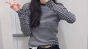 優(yōu)衣庫女裝柔軟羅紋條紋圓領(lǐng)T恤長(cháng)袖百搭打底內搭秋冬新款480036 69 藏青色 M /160/84A 曬單實(shí)拍圖